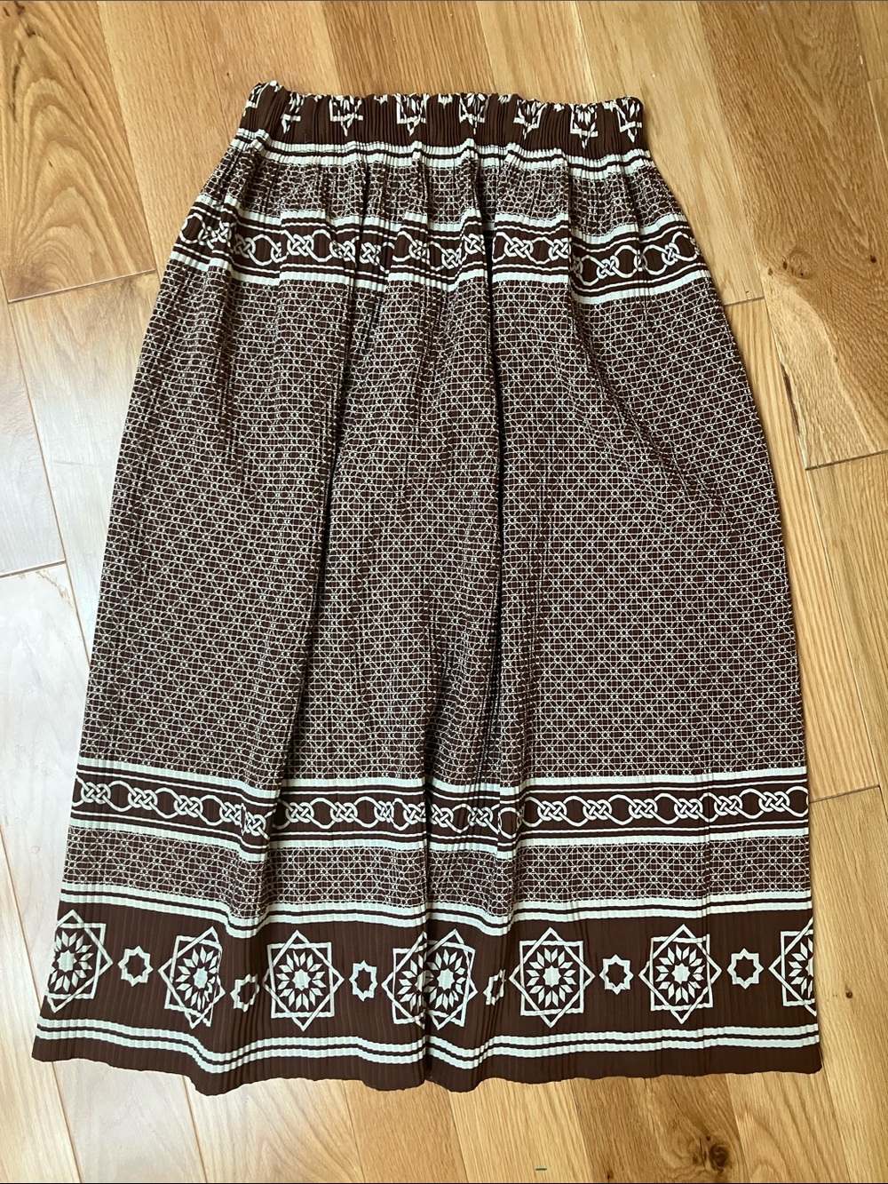 Vintage plisse Skirt with Elastic Waist